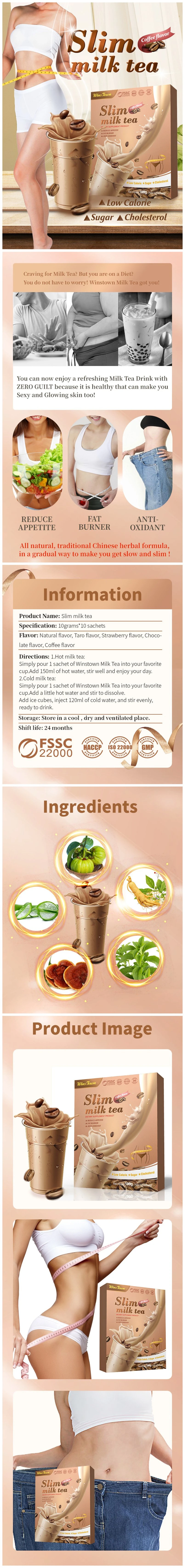 Winstown Slim Coffee Flavor Milk Tea Natural Slimming Weight Loss Instant Coffee Meal Replacement Powder Fit Weight