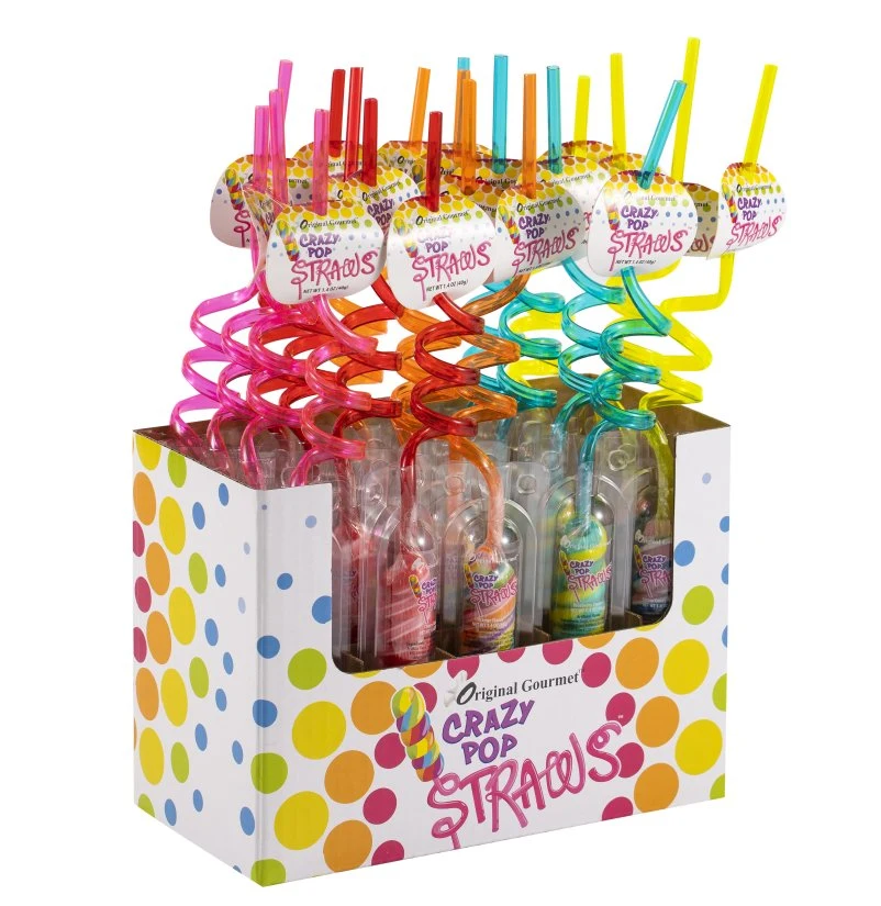 25g Blueberry Flavour Lollipop Swirly Straw Pop Hard Candy