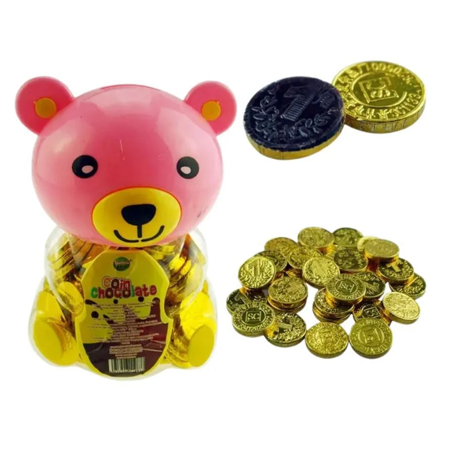 Manufacturer Wholesale Halal OEM Hot Sell Gold Coin Chocolate in Funny Animal Bottle Candy